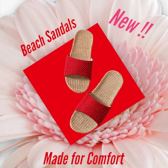 NEW!! Women's Trendy Red Pair of Beach Sandal Slides!! Always Open to Offers !! - Picture 4 of 12